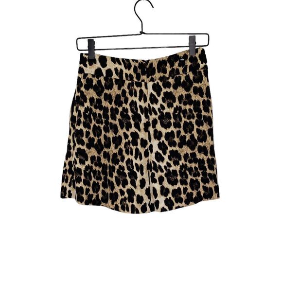 Zara Basics Shorts Womens Small Brown Black Leopard Print Pleated Pockets - Picture 2 of 9